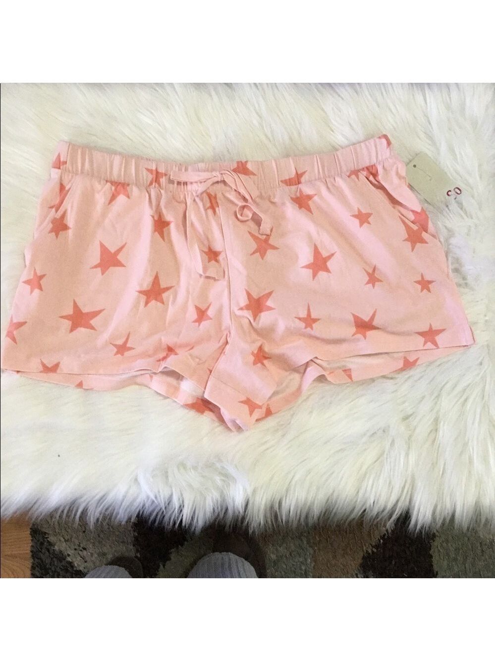 SO 3X pink with coral stars pajama shorts with pockets - Picture 5 of 11
